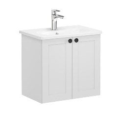 Vitra Root Classic 68639 Lavabo Dolabı, Kapaklı, 60 Cm, Dar, Mat Açık Gri, Yuvarlak Lavabolu